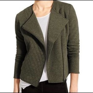 Athleta Belvedere Green Quilted Knit Moto Jacket